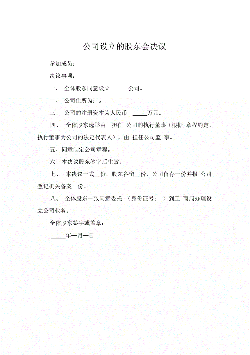 设立分公司股东会决议_注销公司股东决议模板_设立公司决议,章程