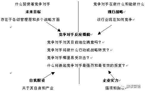 竞争对手的长远目标、基本假设、现行战略和能力的分析