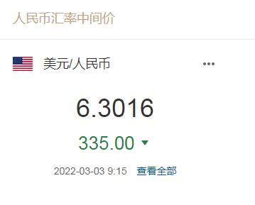 今日人民币对美元汇率中间价报6.7871上调27个基点(图)